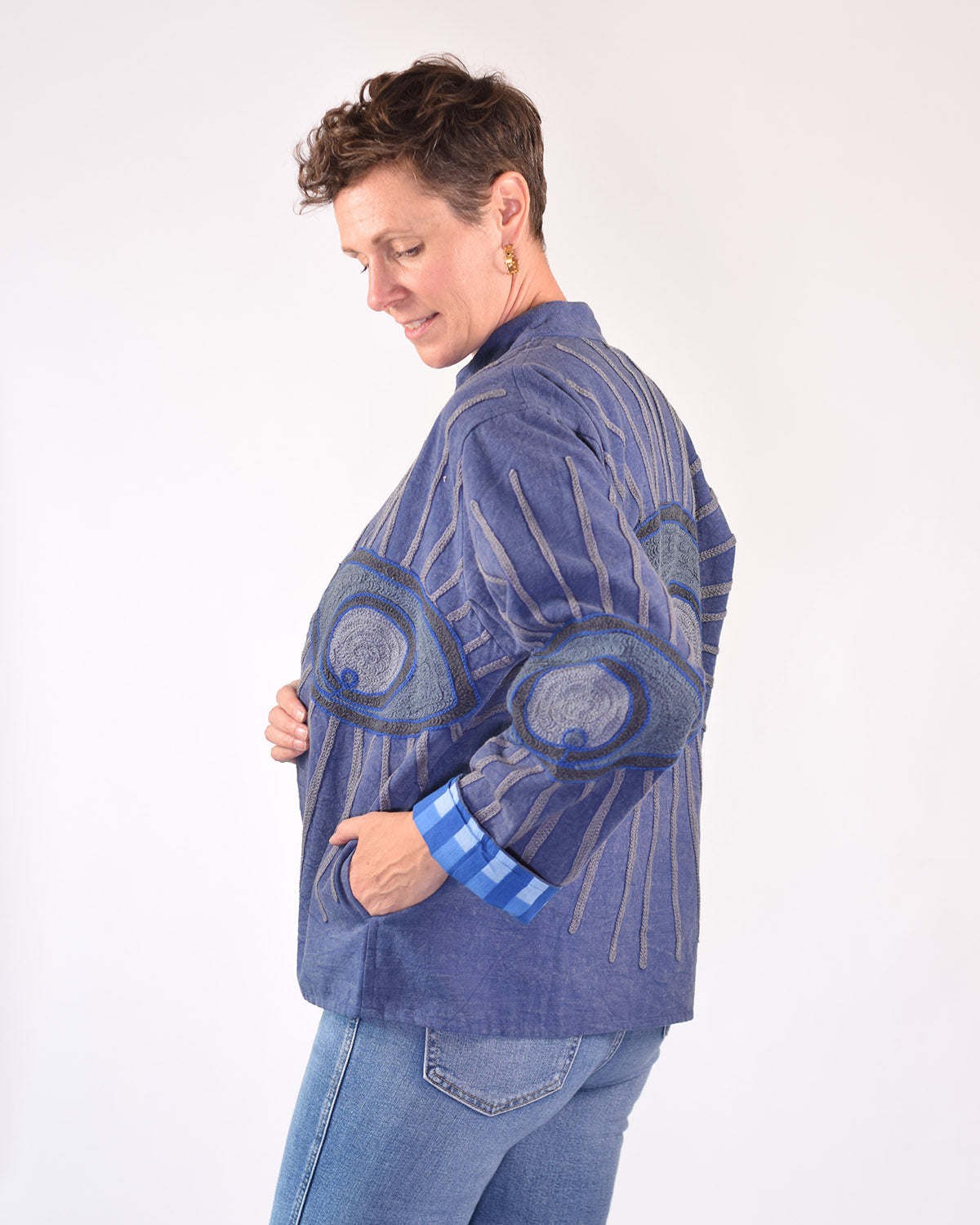 Lightweight Evil Eye Canvas Embroidered Jacket - 10