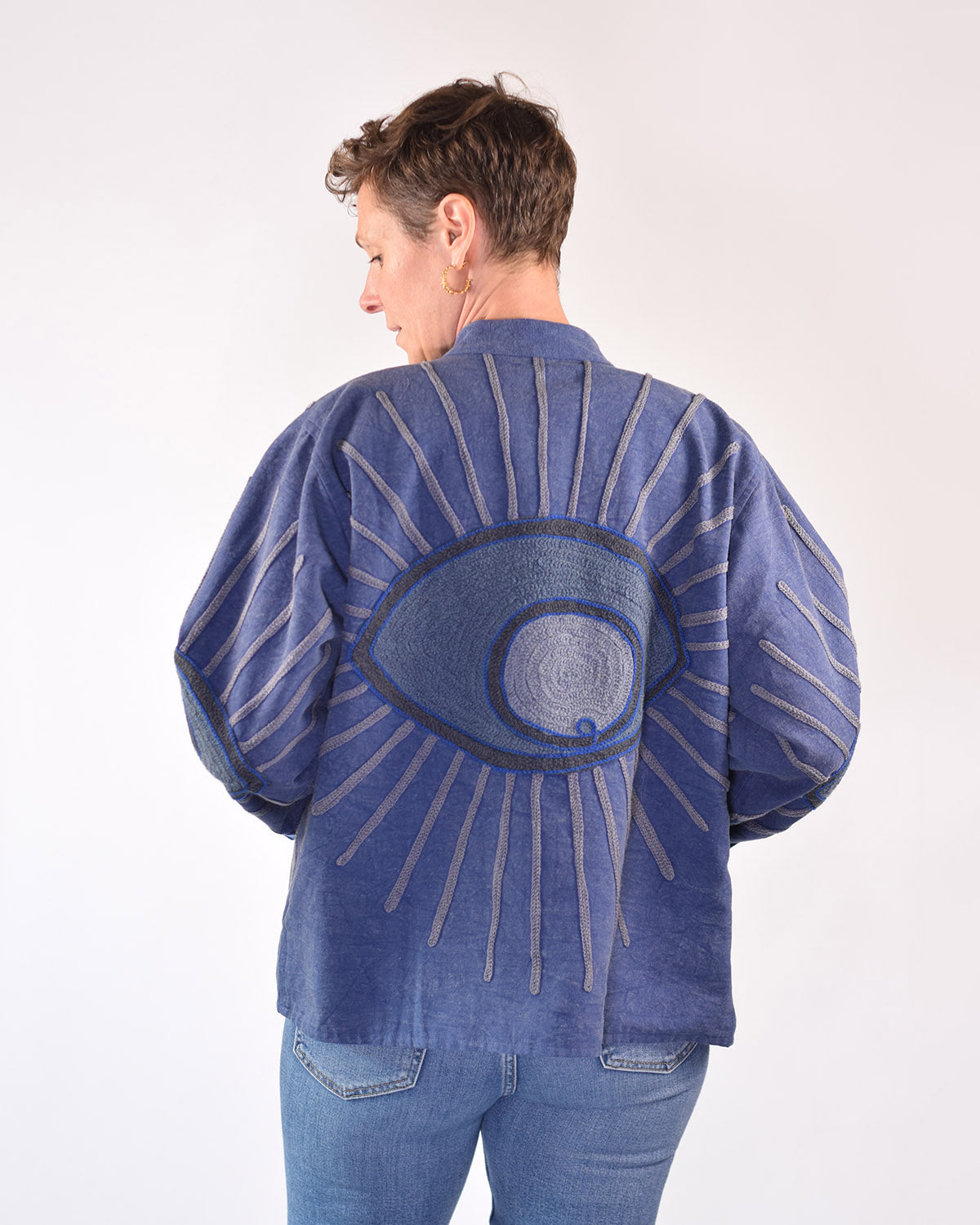 Lightweight Evil Eye Canvas Embroidered Jacket - 10