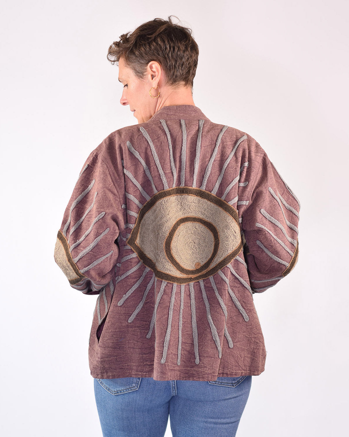 Lightweight Evil Eye Canvas Embroidered Jacket - 07