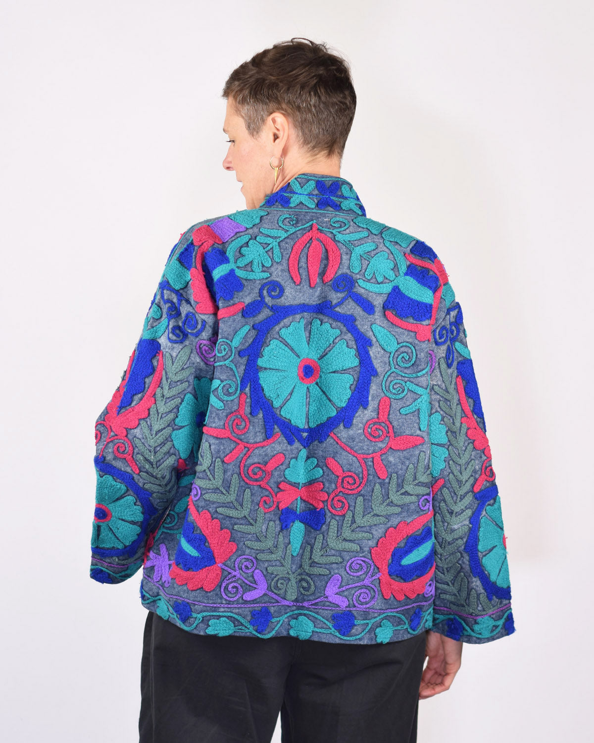 Denim Suzani Embroidered Jacket - 07