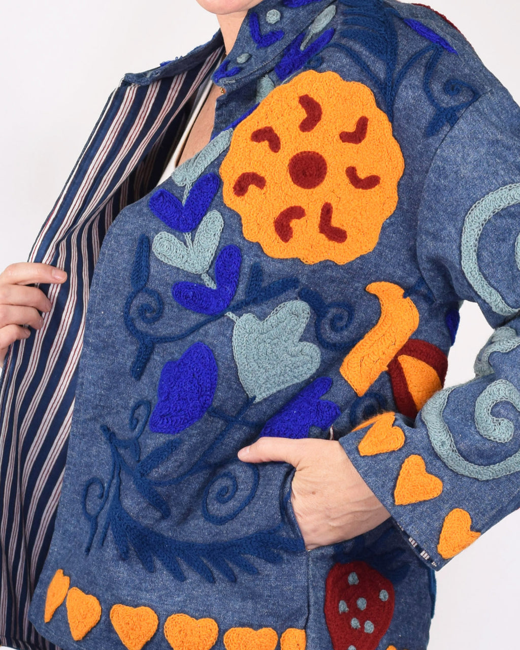Denim Suzani Embroidered Jacket - 04