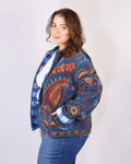 XL - Extended Sized - "Lovebirds" Suzani Embroidered Velvet Jacket/Cardigan - 04