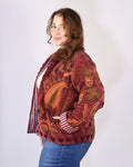 XL - Extended Sized - "Lovebirds" Suzani Embroidered Velvet Jacket/Cardigan - 05