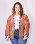 XL - Extended Sized - "Peace & Love" Suzani Embroidered Velvet Jacket/Cardigan - 05