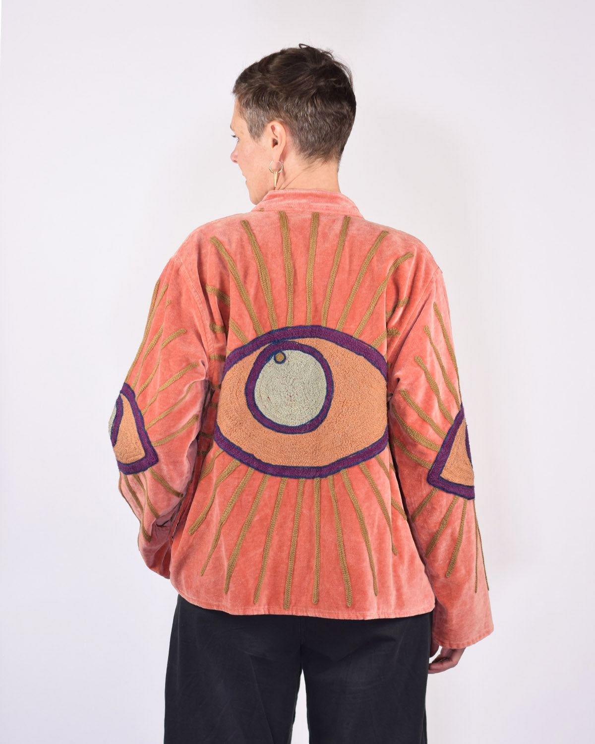 "Evil Eye" Suzani Embroidered Velvet Jacket/Cardigan - 07