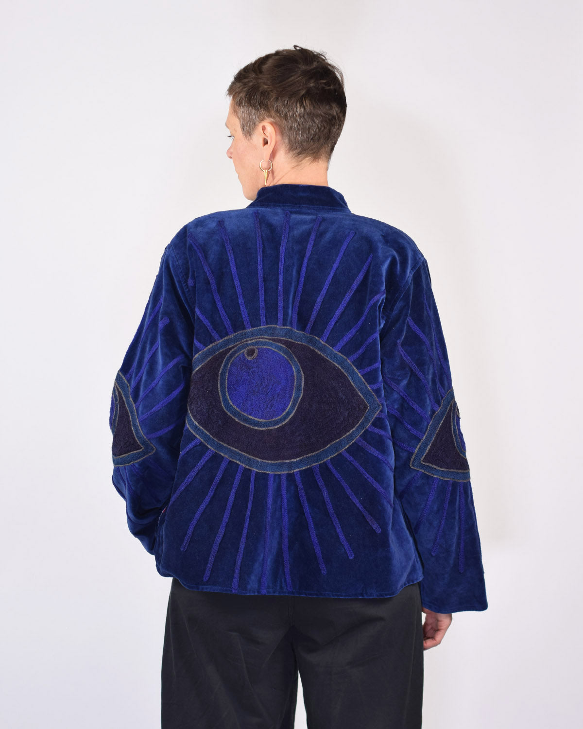 "Evil Eye" Suzani Embroidered Velvet Jacket/Cardigan - 06