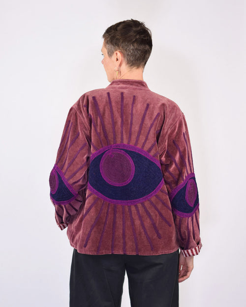 "Evil Eye" Suzani Embroidered Velvet Jacket/Cardigan - 04