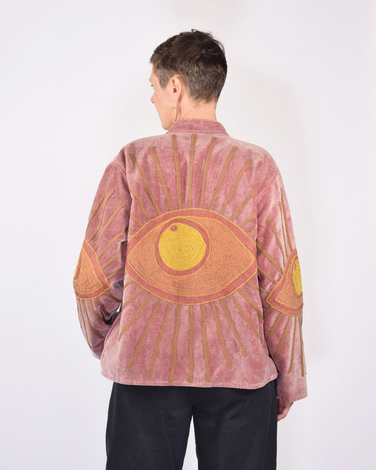 "Evil Eye" Suzani Embroidered Velvet Jacket/Cardigan - 08