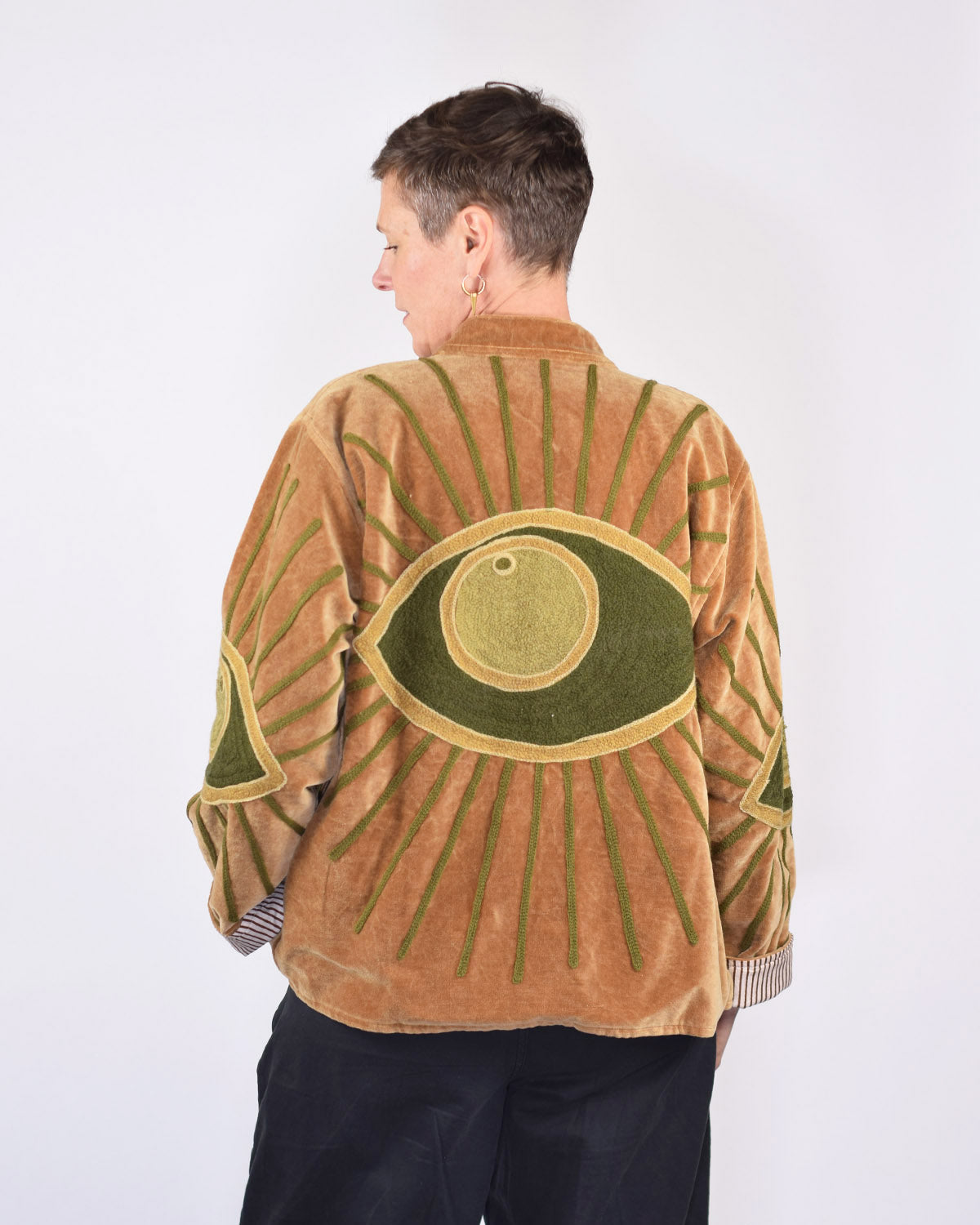"Evil Eye" Suzani Embroidered Velvet Jacket/Cardigan - 03