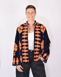 "Sgt. Pepper" Suzani Embroidered Velvet Jacket/Cardigan - Navy Rust
