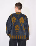 "Sgt. Pepper" Suzani Embroidered Velvet Jacket/Cardigan - Smoke Carmel