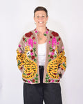 "Tiger Tribe" Suzani Embroidered Velvet Jacket/Cardigan - Taupe