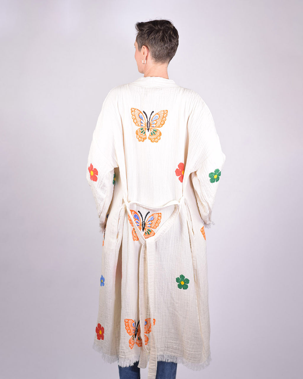 Luxury Turkish Cotton Kimono/Robe - Butterfly Garden image 1