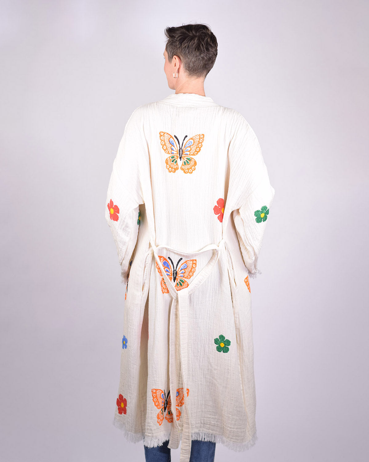 Luxury Turkish Cotton Kimono/Robe - Butterfly Garden image 1