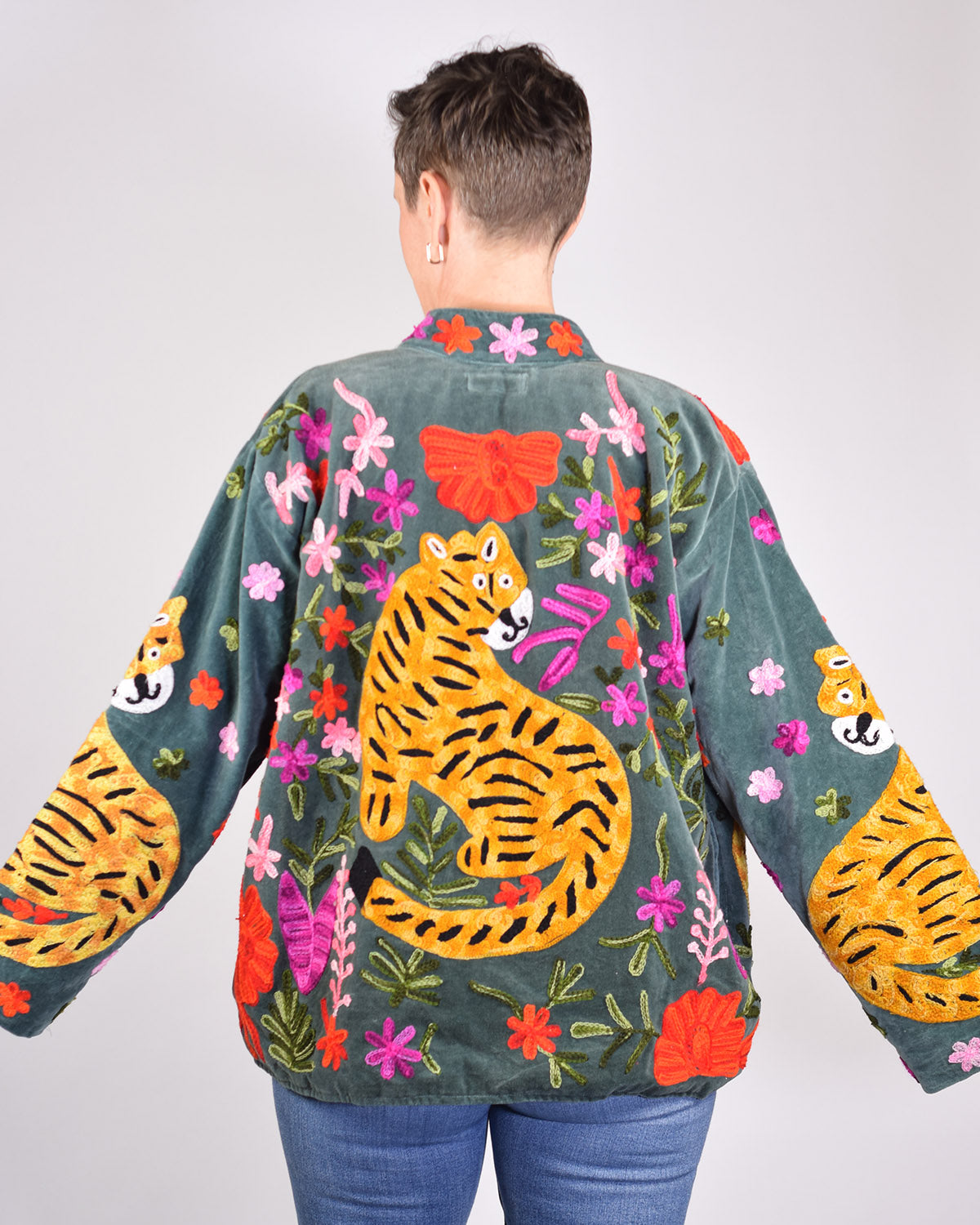 Tiger Tribe Embroidered Velvet Jacket - 01 image 1