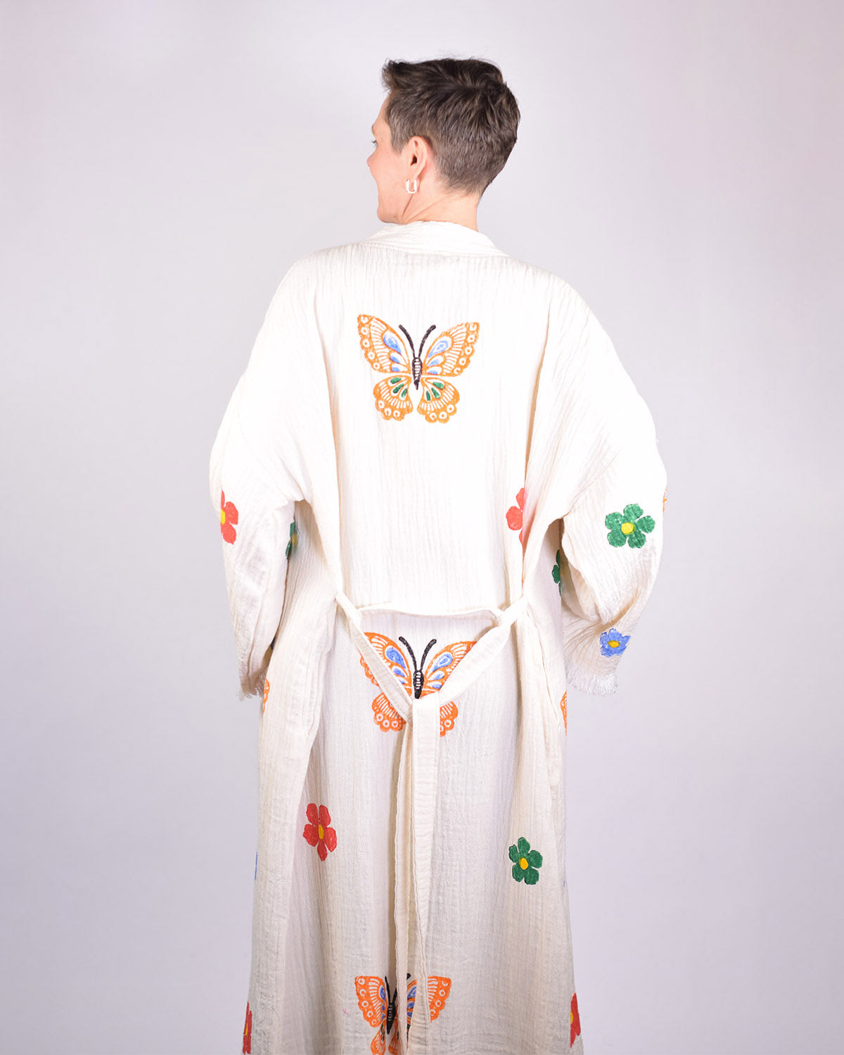 Luxury Turkish Cotton Kimono/Robe - Butterfly Garden image 4
