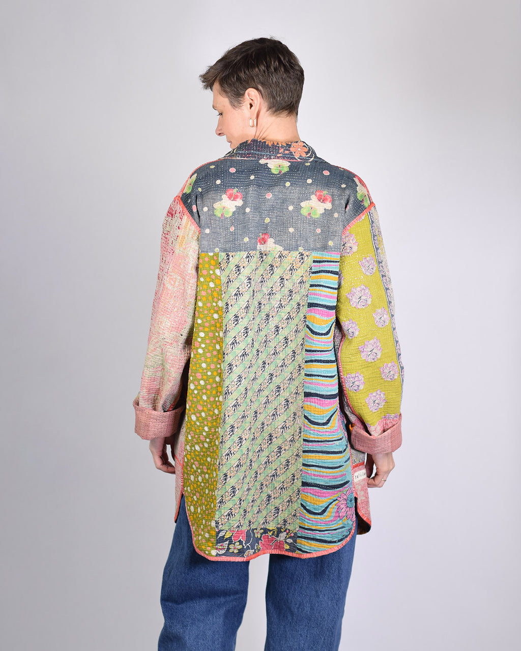 Frankie Long Quilted Reversible Patchwork Kantha Jacket - 09 image 0