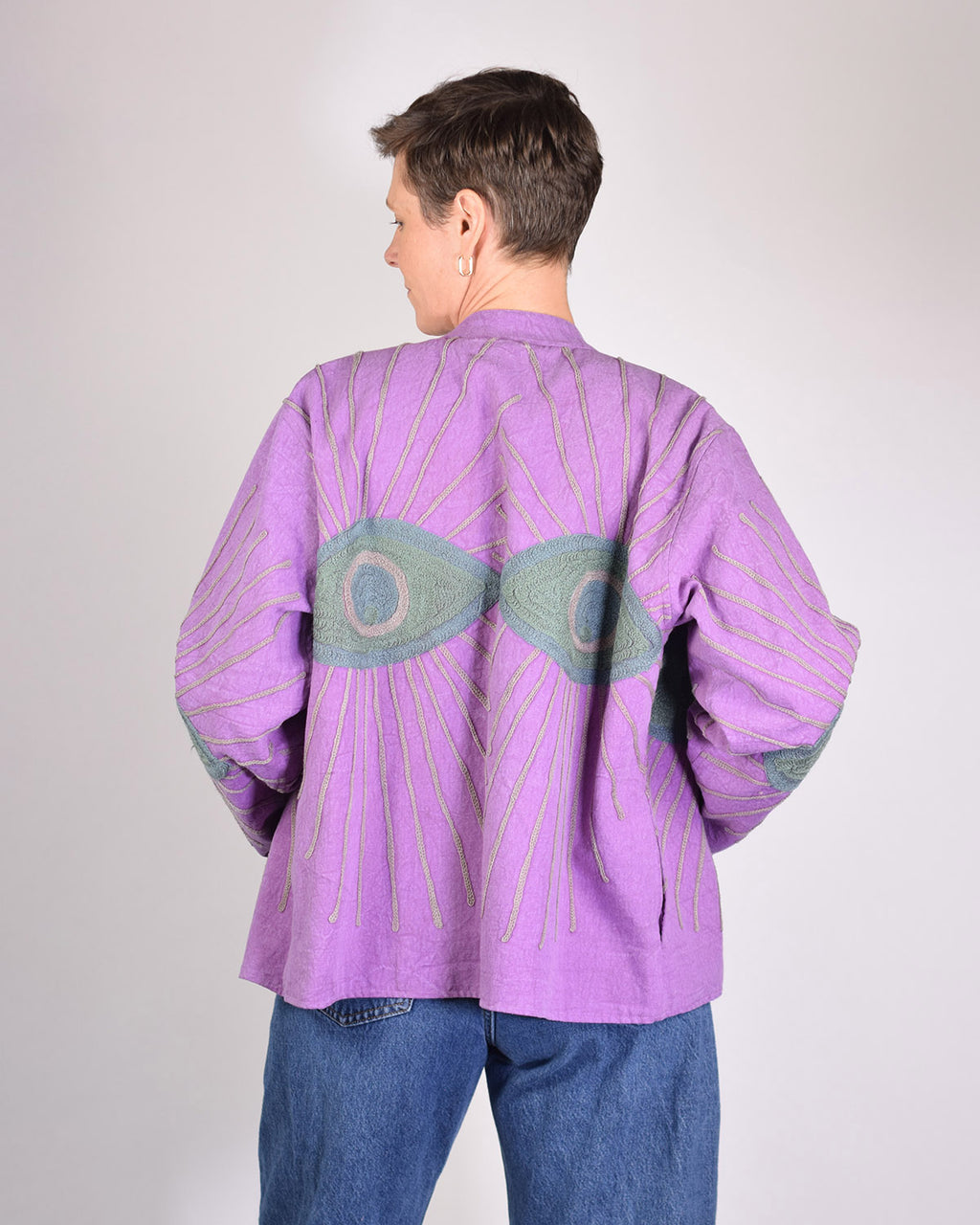 Lightweight Evil Eye Canvas Embroidered Jacket - 06 image 1