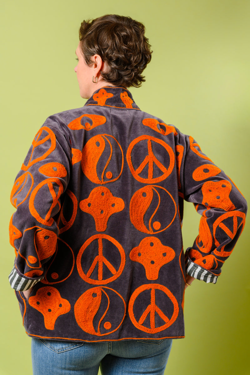 Peace Out Embroidered Velvet Jacket - 02 image 1
