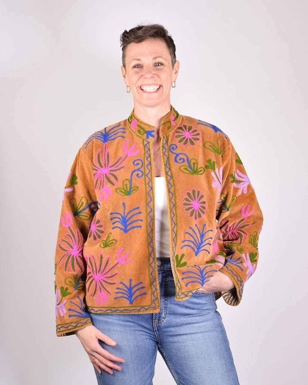 Leopard Jungle Embroidered Velvet Jacket - 03 image 1