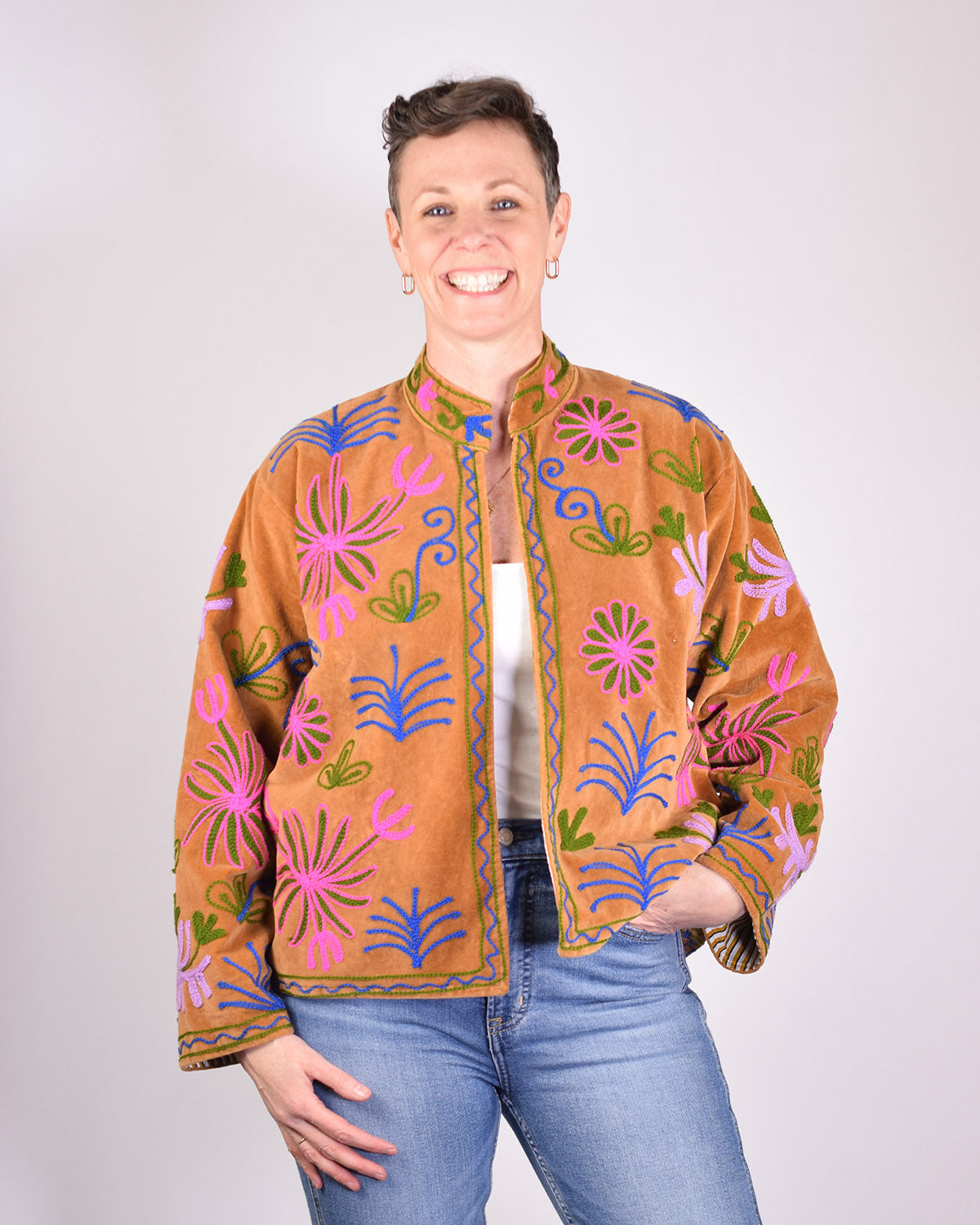 Leopard Jungle Embroidered Velvet Jacket - 03 image 1