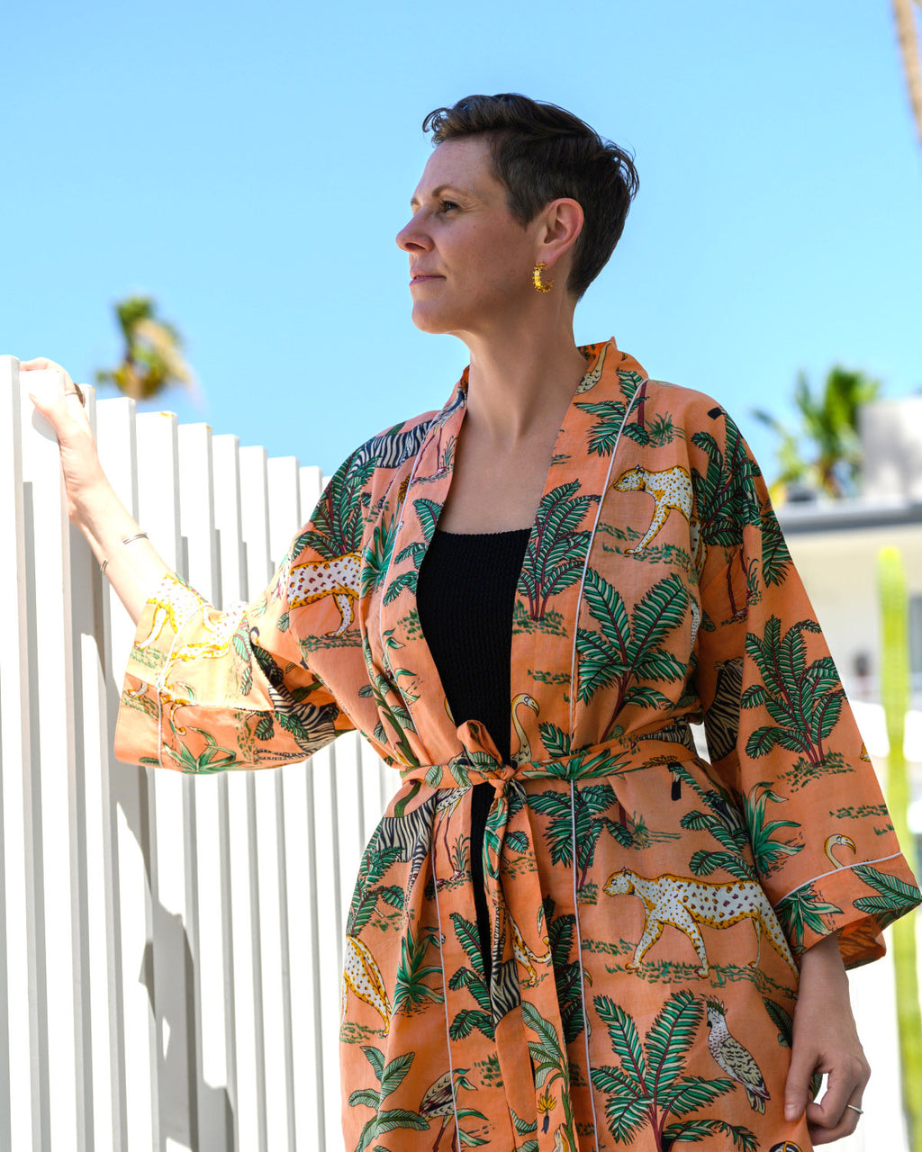 Lightweight Cotton Robe / Kimono - Sunrise Safari image 3