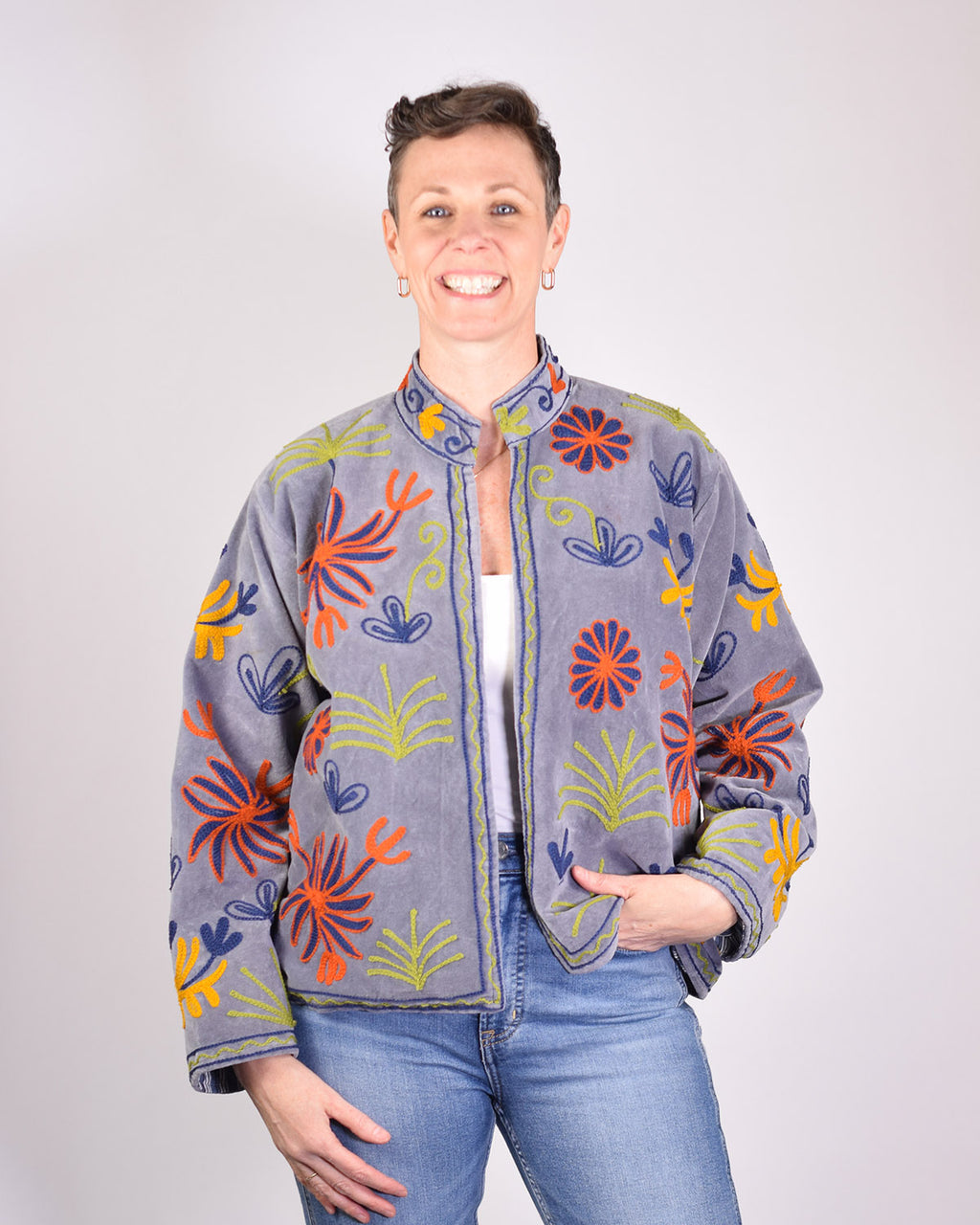 Leopard Jungle Embroidered Velvet Jacket - 02 image 2