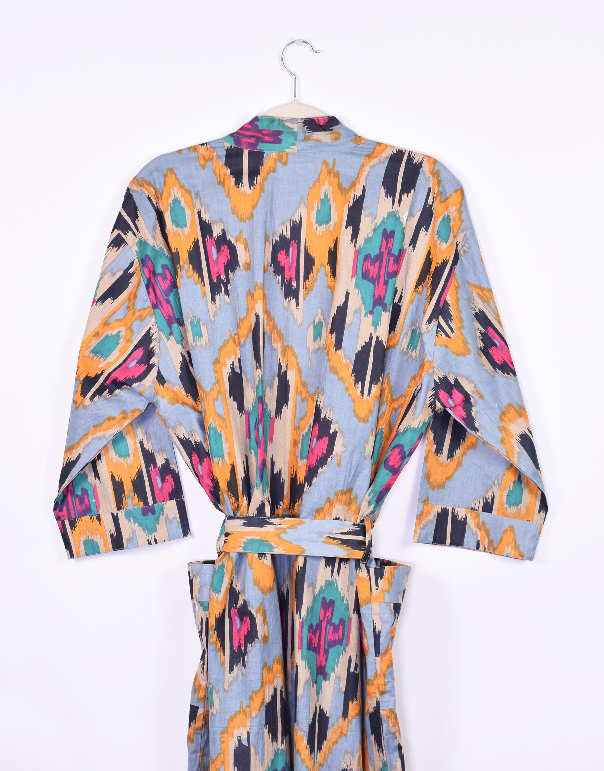 Lightweight Cotton Robe - Lavender Ikat image 6