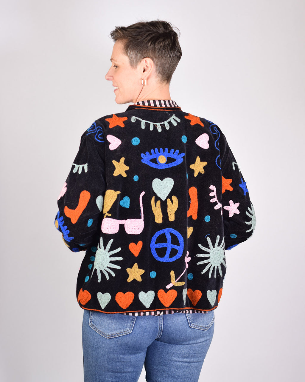 Good Vibes Embroidered Velvet Jacket - 01 image 1