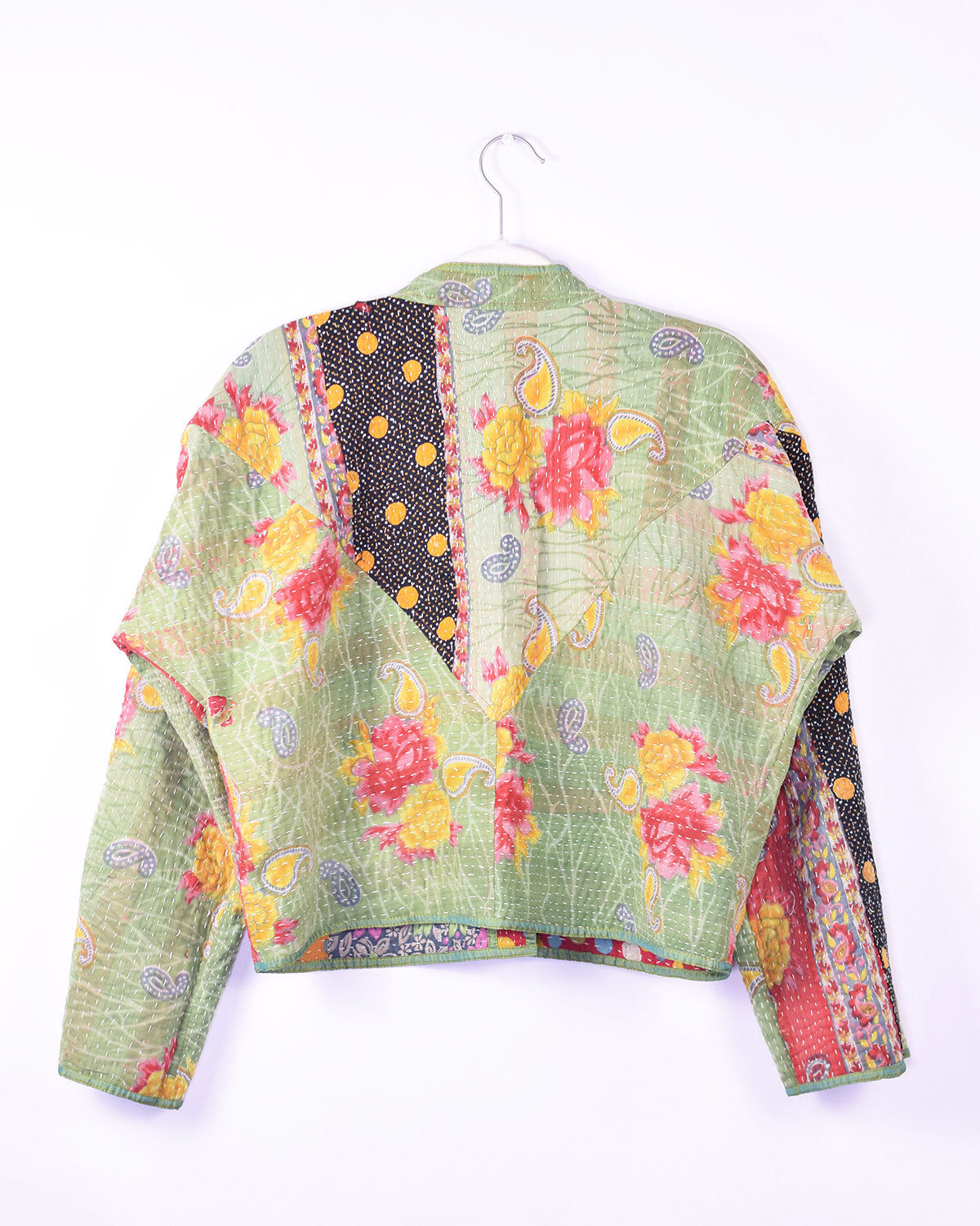 Sofie Quilted Reversible Patchwork Kantha Jacket -15 image 3
