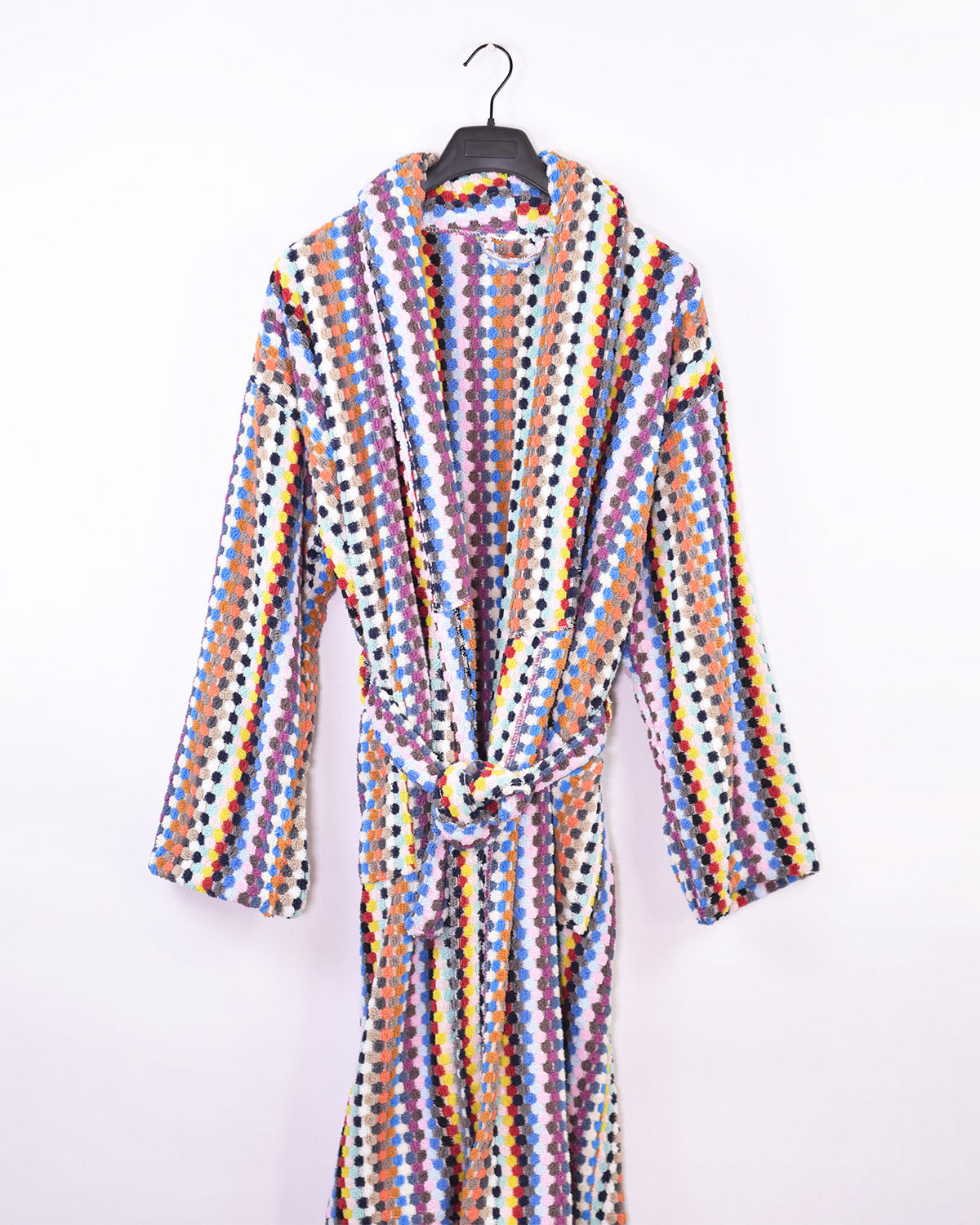 Organic Turkish Cotton Plush Terry Cloth Robe - Multicolored Checkered image 3