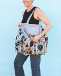 Canvas Suzani Embroidered Oversized Tote Bag - 03 image 0