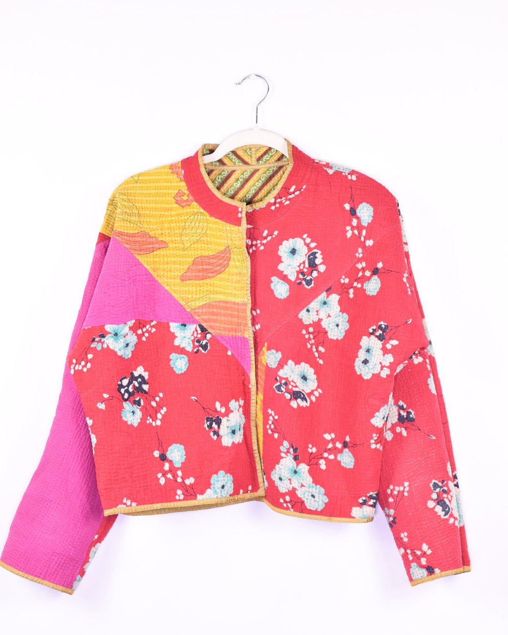 Sofie Quilted Reversible Patchwork Kantha Jacket -14 image 7