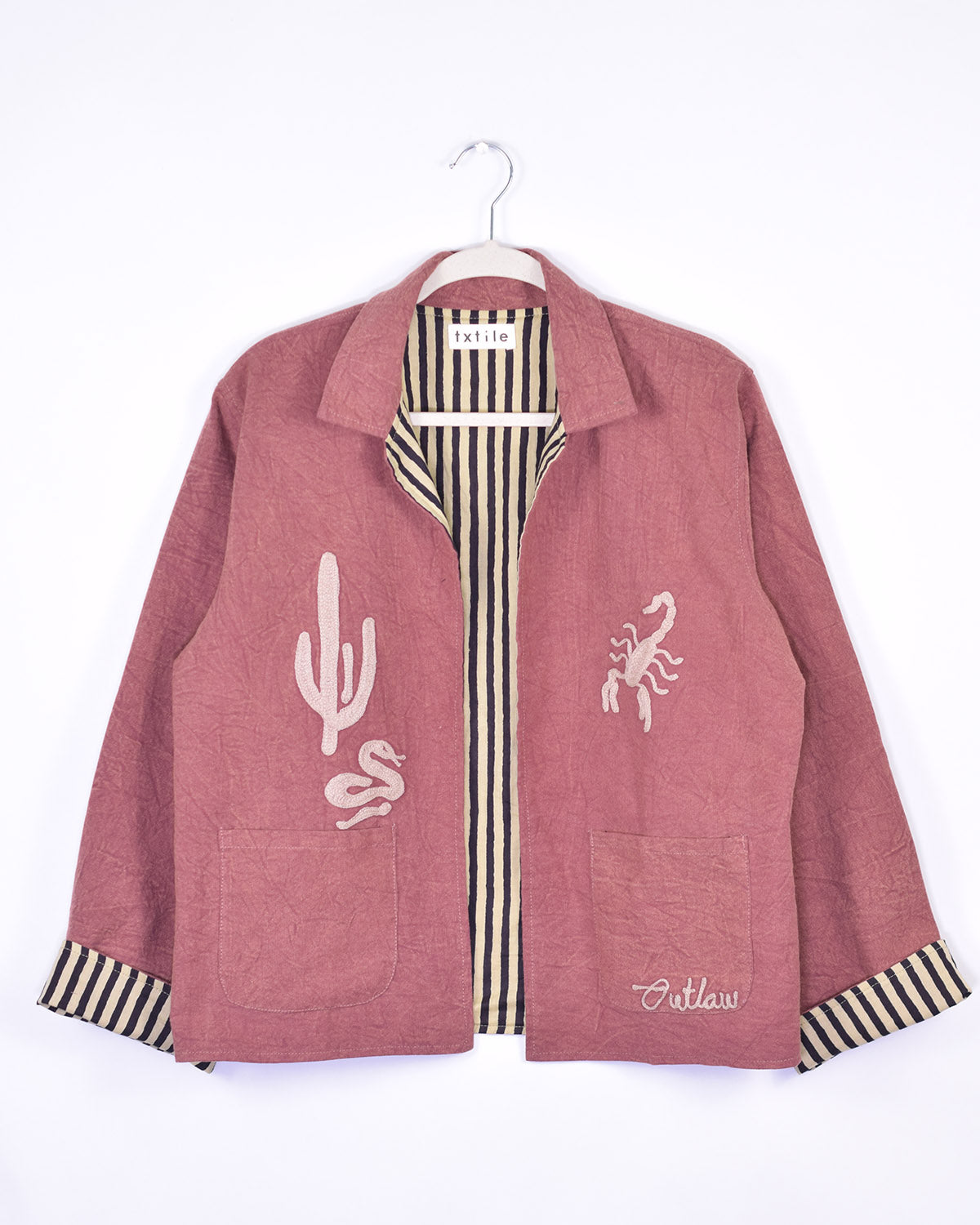 Lightweight "Vintage Outlaw" Canvas Embroidered Jacket - Mauve image 2