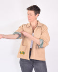 Lightweight "Eat Your Greens" Canvas Embroidered Jacket - Cream image 0