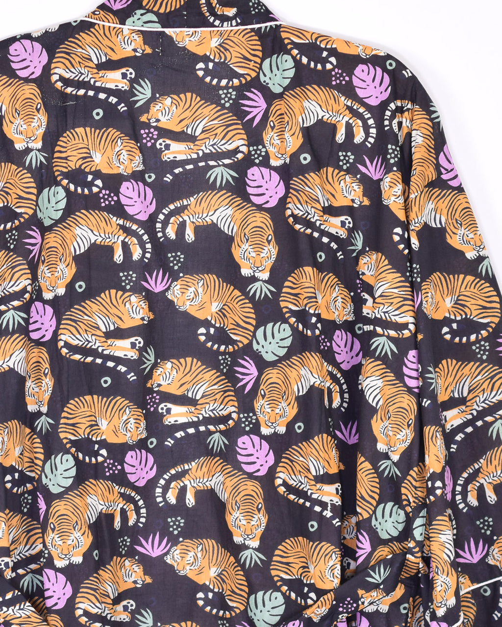 Lightweight Cotton Robe / Kimono - Sleeping Tigers Black image 1