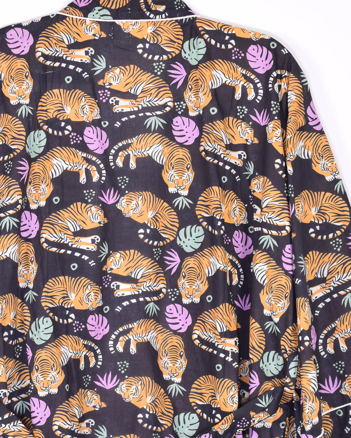 Lightweight Cotton Robe / Kimono - Sleeping Tigers Black image 1
