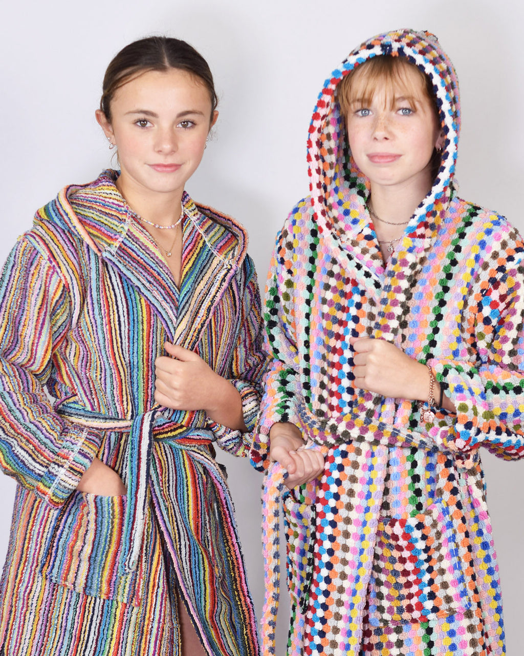 KIDS Organic Turkish Cotton Plush Terry Cloth Robe - Rainbow Checkered image 9