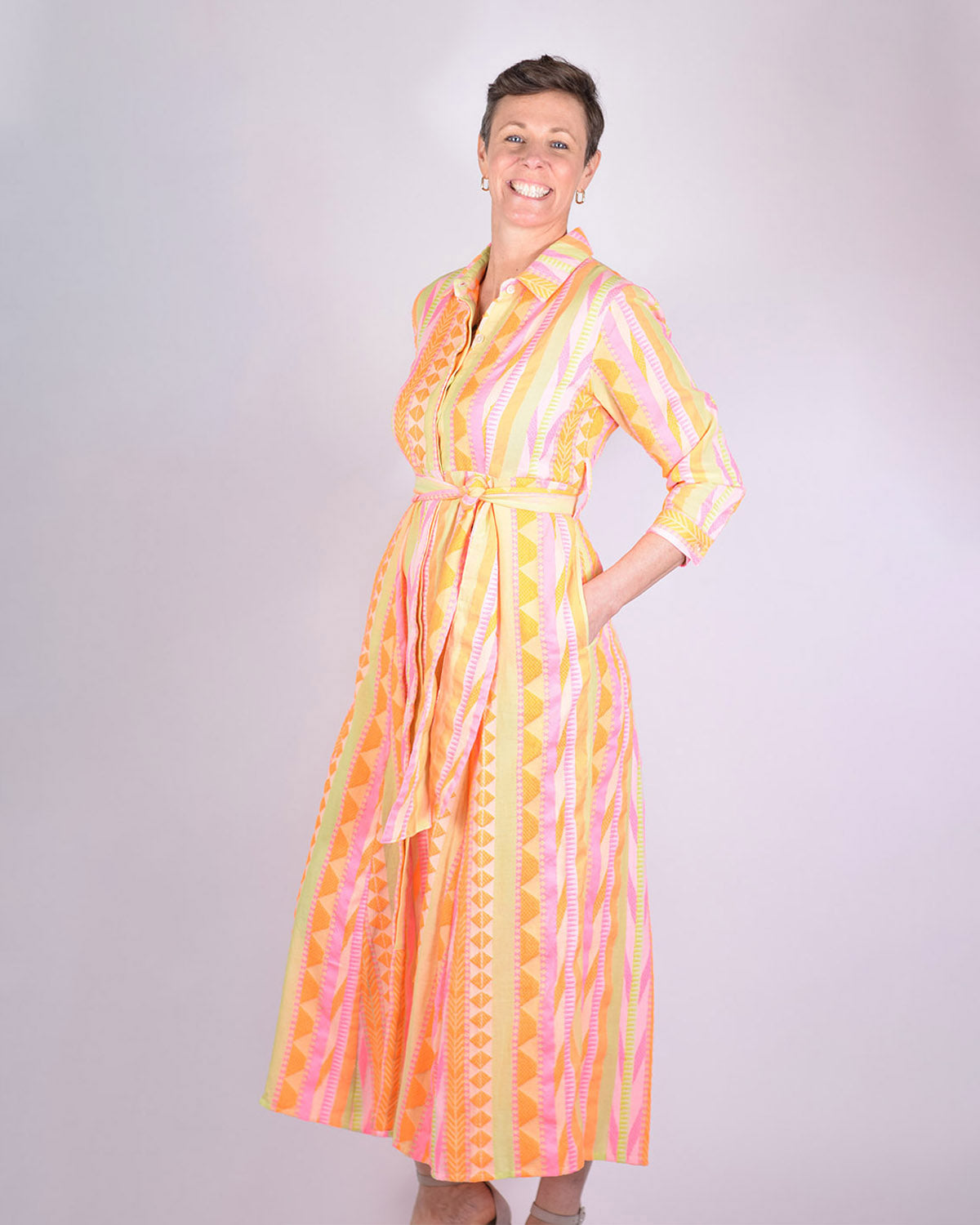 Rowan Shirt Dress - Long Sleeve - Orange Crush image 3