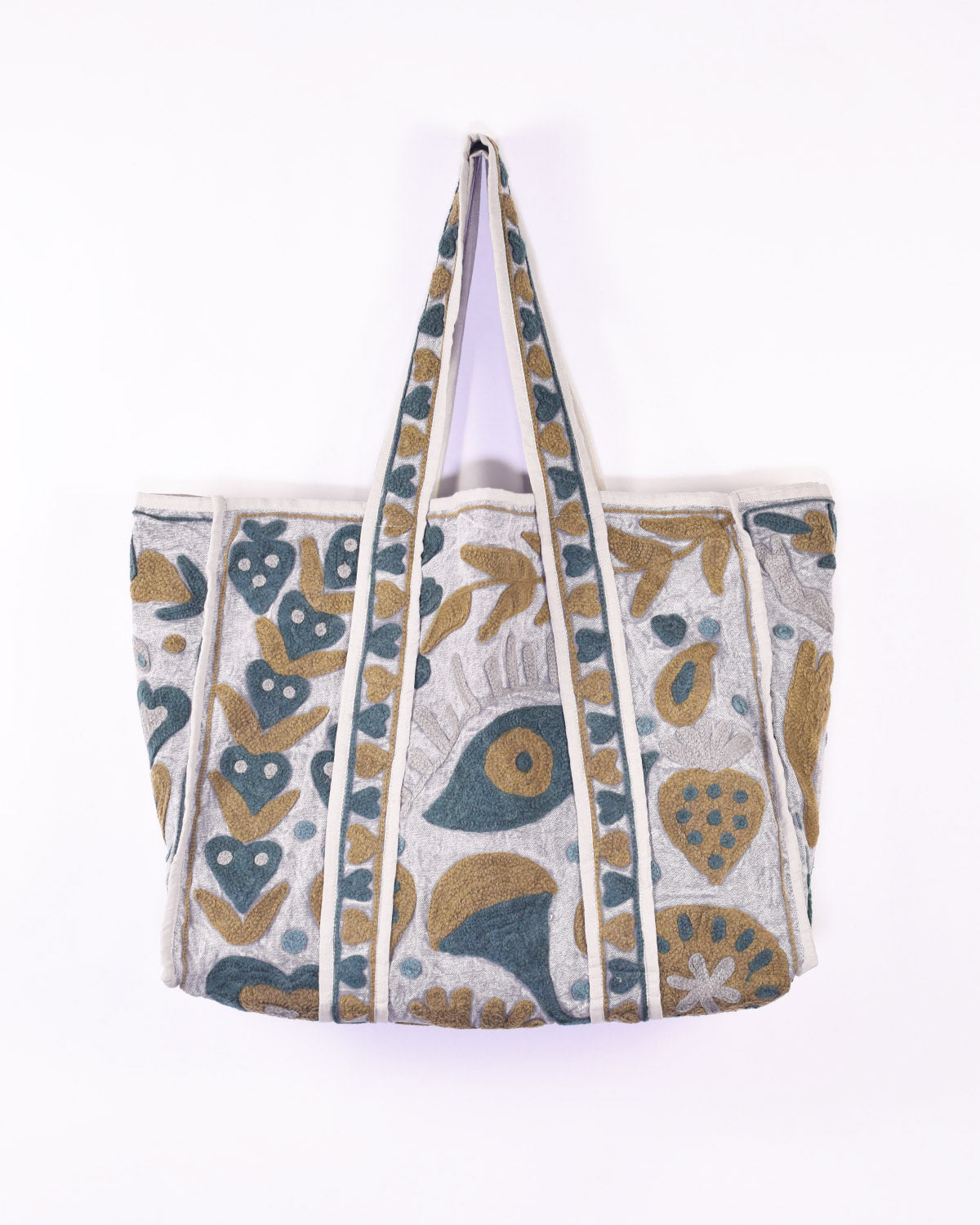 Canvas Suzani Embroidered Oversized Tote Bag - 14 image 0