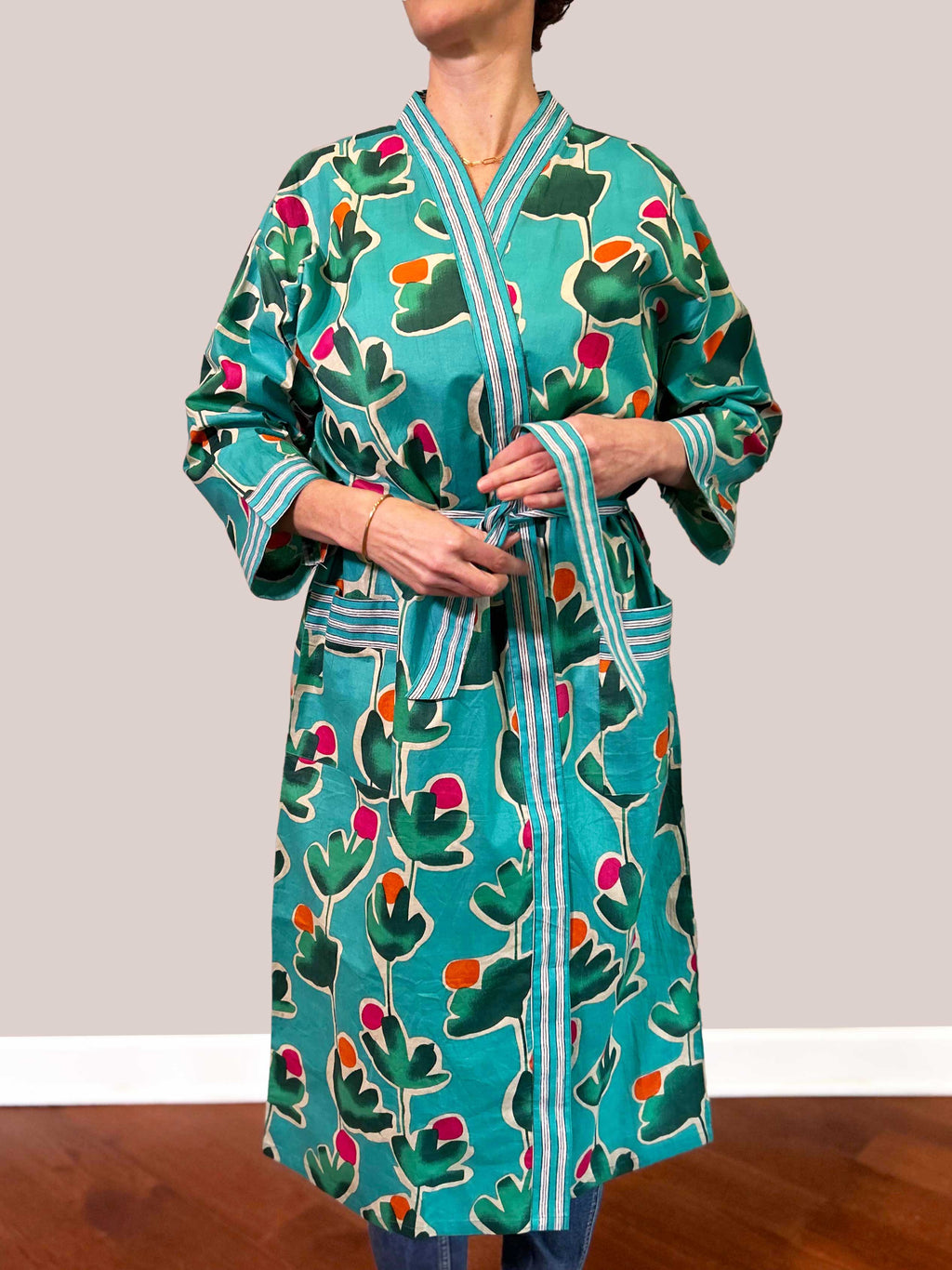 Lightweight Cotton Robe - Cactus Blooms image 2