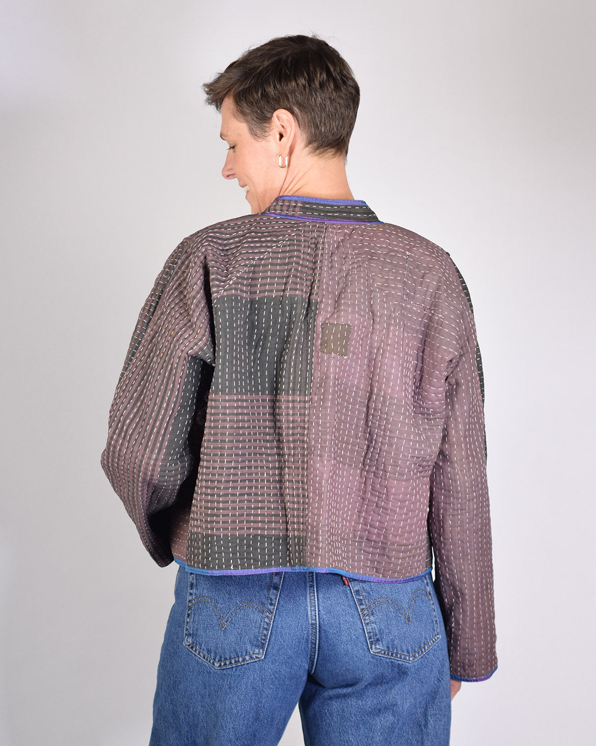 Sofie Quilted Reversible Patchwork Kantha Jacket -10 image 4