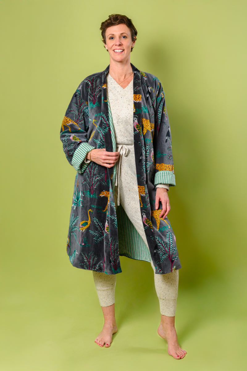 Plush Velvet Unisex Robe - Midnight Safari image 0