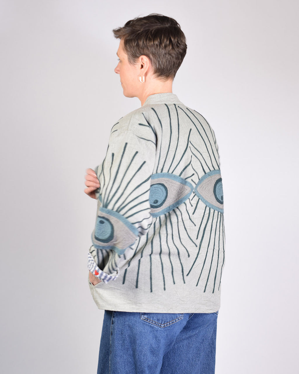 Lightweight Evil Eye Canvas Embroidered Jacket - 12 image 2