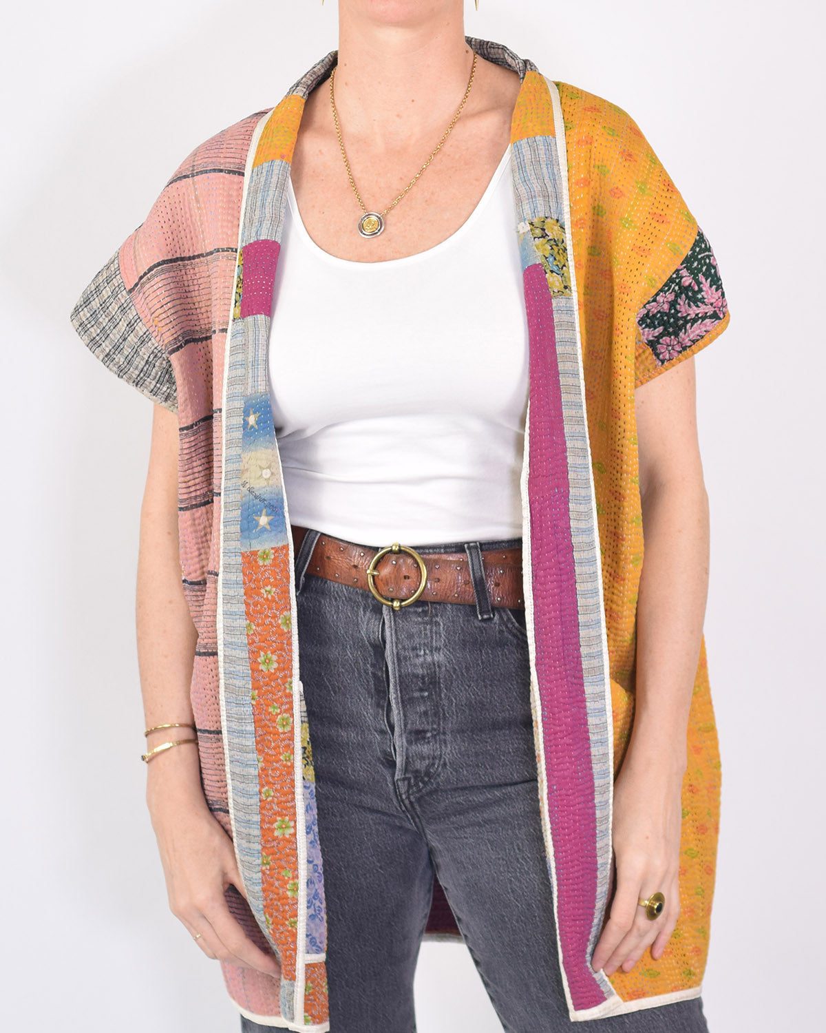 Maddie Cape - Reversible Jacket/Vest - Repurposed Kantha Quilts -01 image 8