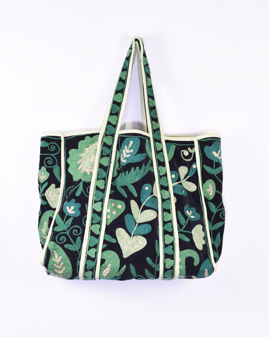 Velvet Suzani Embroidered Oversized Tote Bag - 10 image 1
