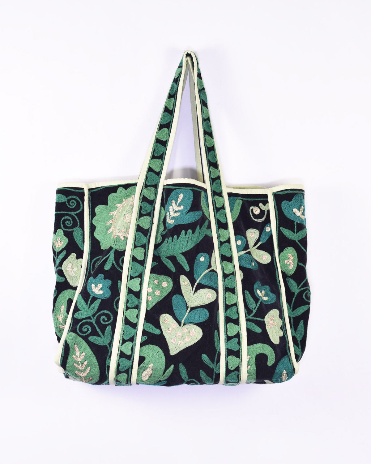 Velvet Suzani Embroidered Oversized Tote Bag - 10 image 1