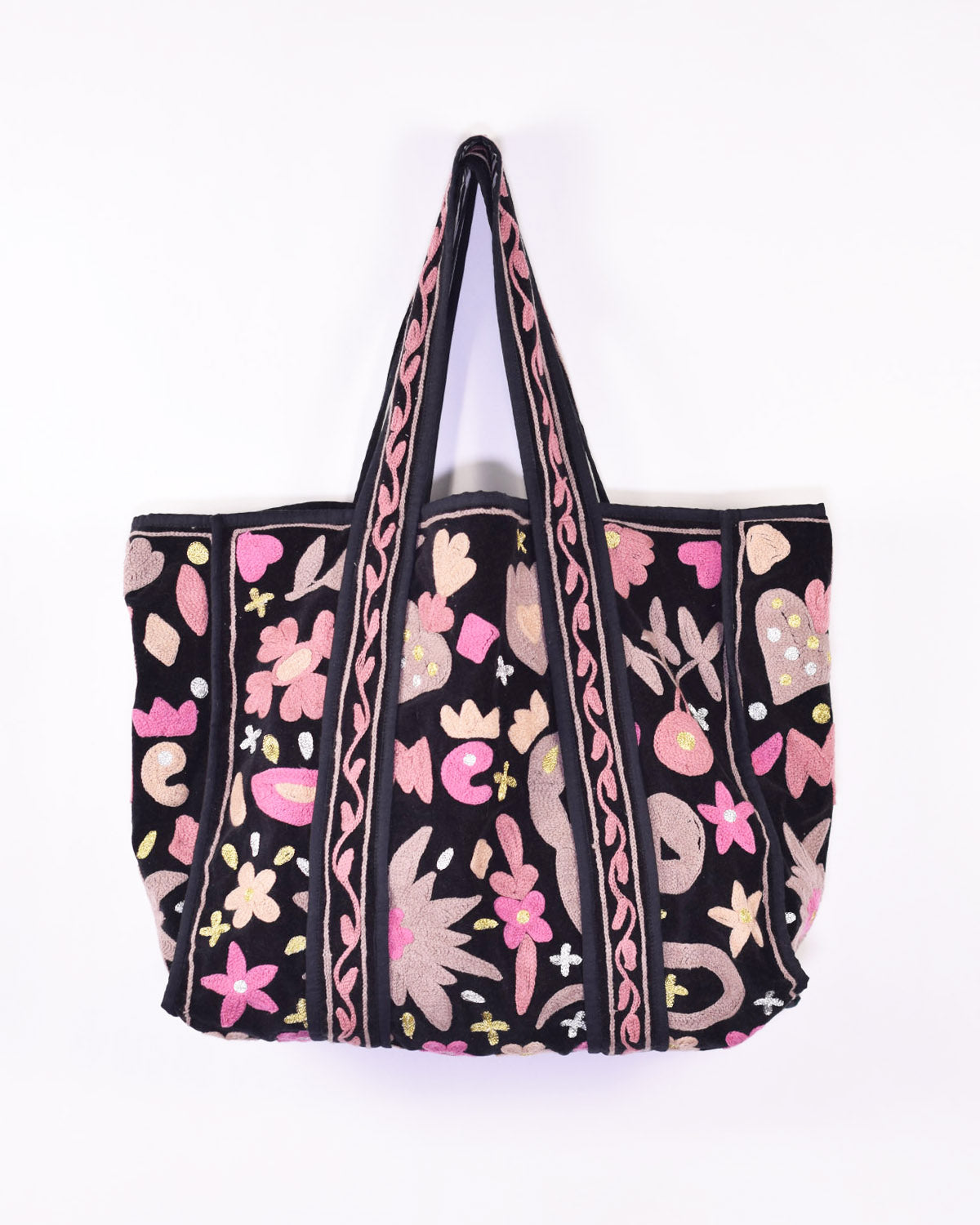 Velvet Suzani Embroidered Oversized Tote Bag - 08 image 0