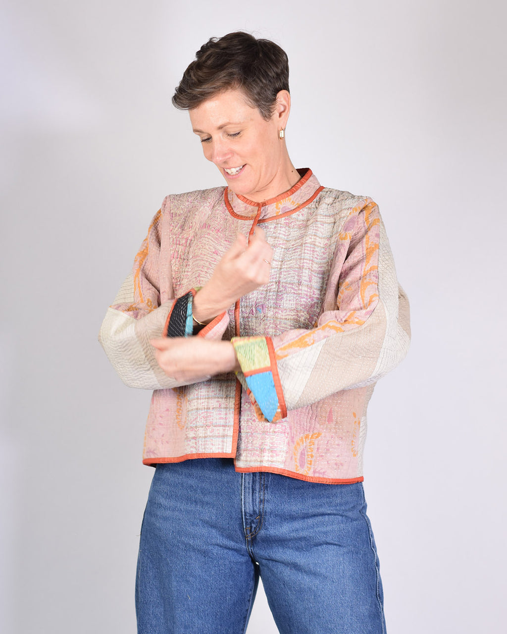 Sofie Quilted Reversible Patchwork Kantha Jacket - 09 image 5