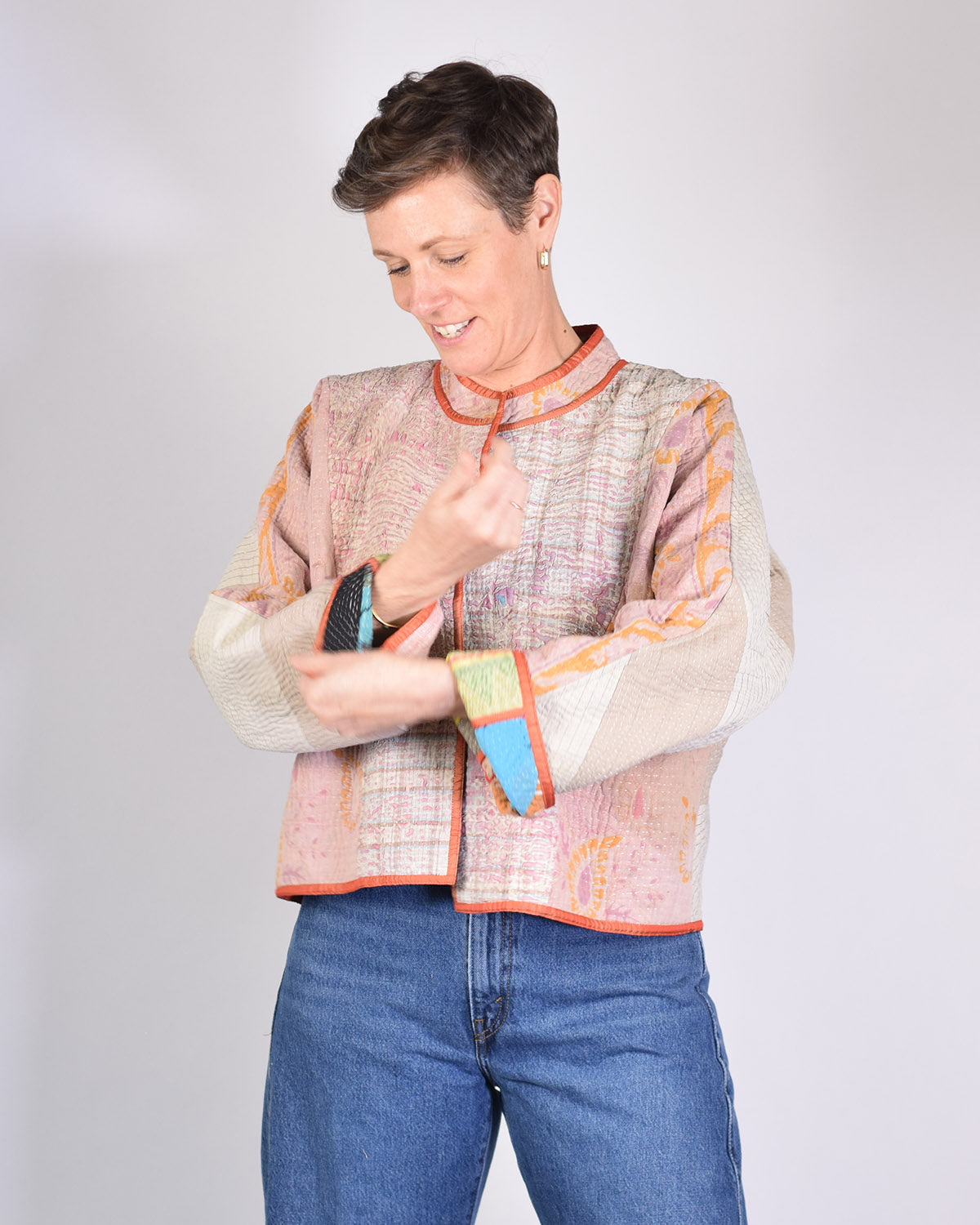 Sofie Quilted Reversible Patchwork Kantha Jacket - 09 image 5